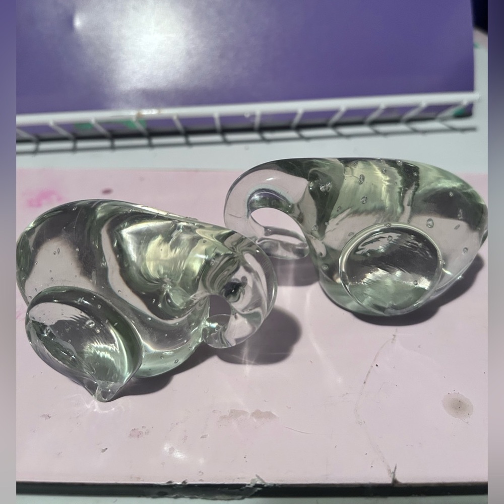 Vintage Collectible Clear Glass Elephant Paperweights- with controlled bubbles